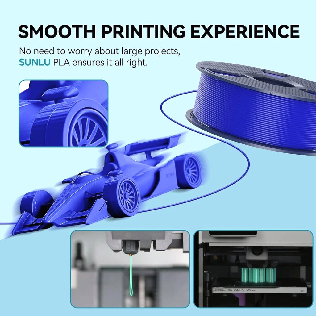 4 Black PLA Filament Spools - 1.75mm, 4kg, Smooth Quality Prints