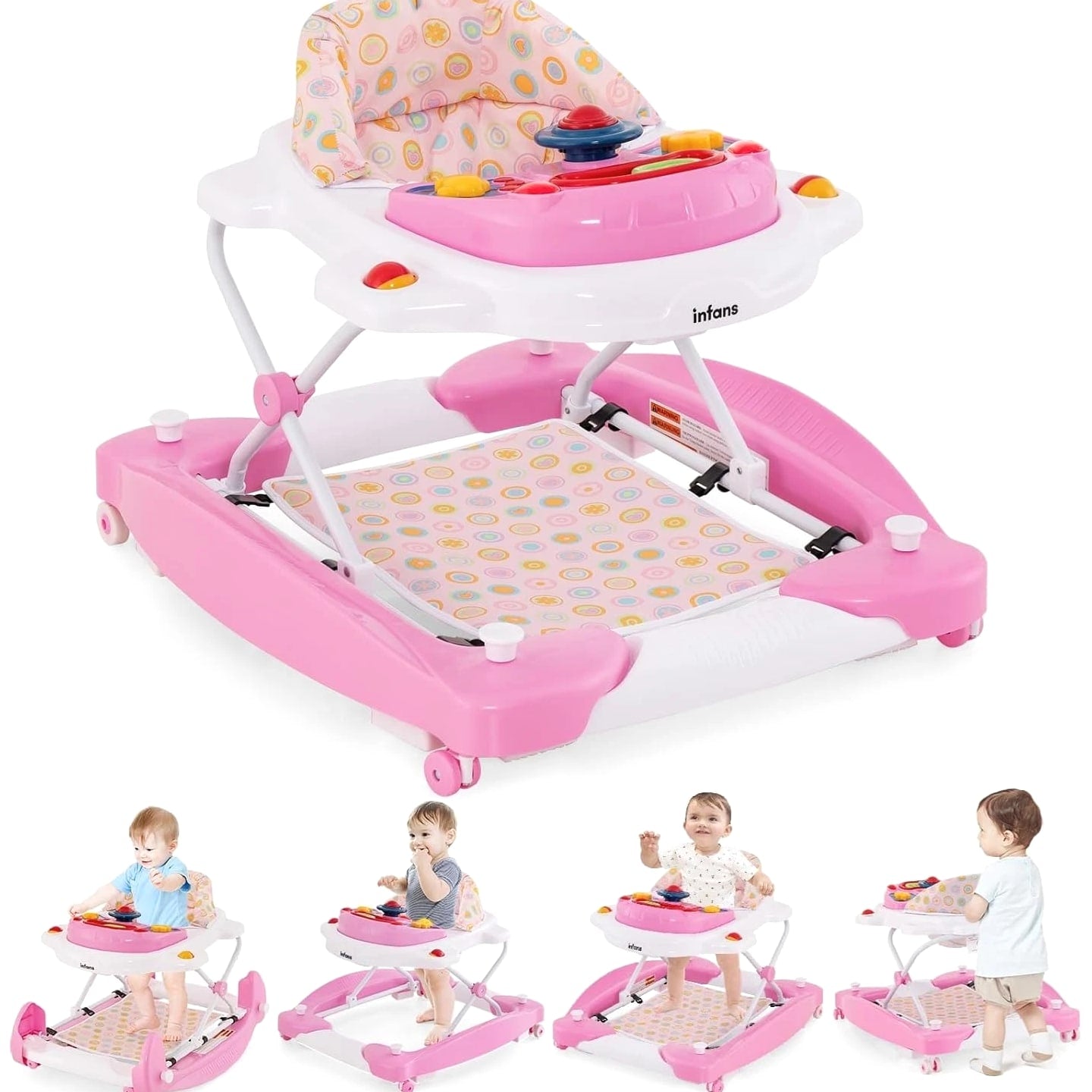 Baby Walker, 5 in 1 behind Walker Learning Seated Rocker Bouncer with Removable