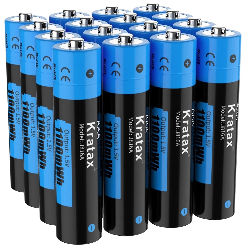 Kratax 1.5V 1100mWh Lithium AAA Batteries Rechargeable AAA Li-ion Batteries Lot