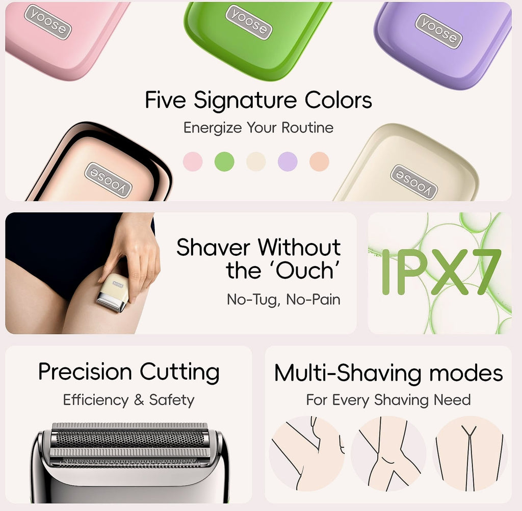 yoose Electric Bikini Trimmer for Women, IPX7 Waterproof Shaver