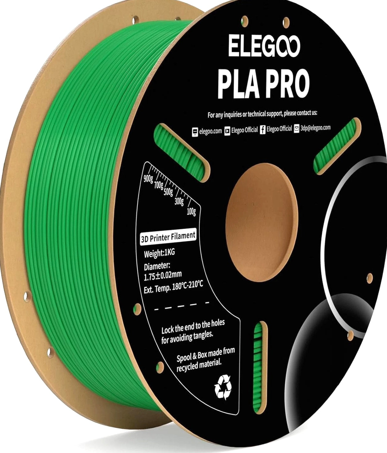 PLA PRO Filament 1.75mm Green 1kg, 30-250mm/s Printing Speed Improved Rigidity 3D