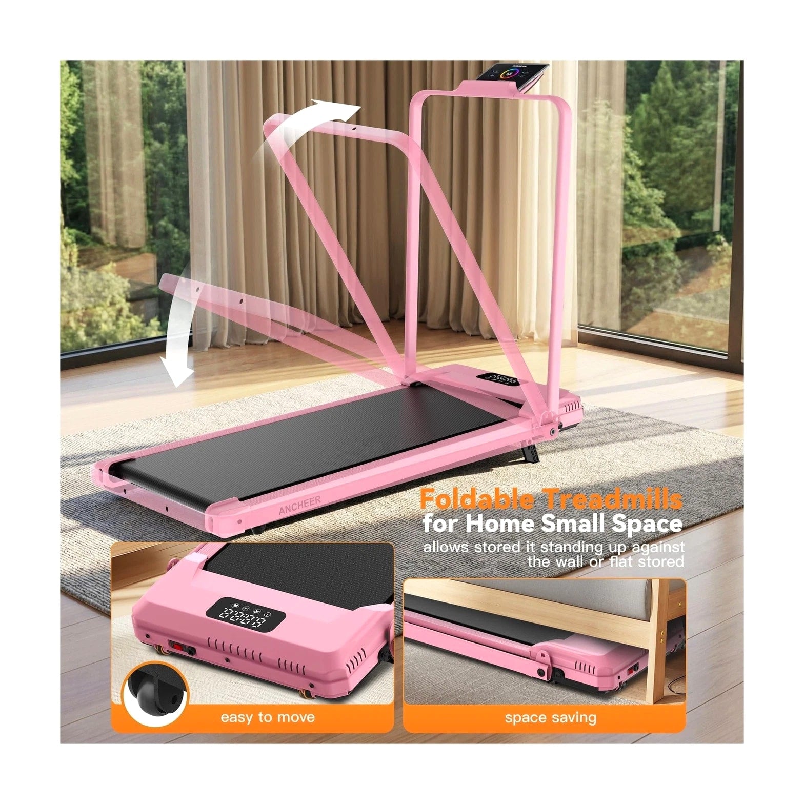 Small Walking Pad Treadmill with Incline - Under Desk Treadmills & Handle ...