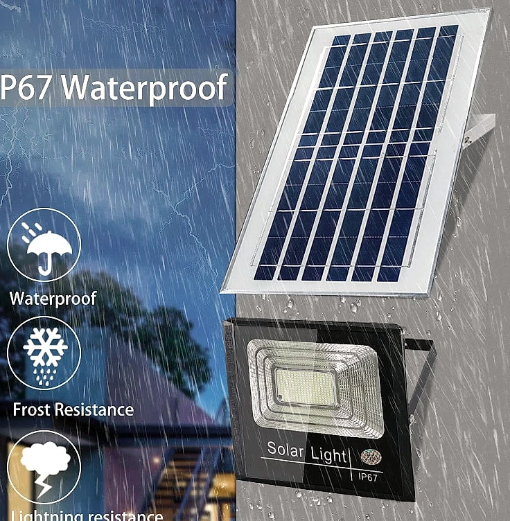 400W Solar LED Flood Light with Remote Control and Night Sensor