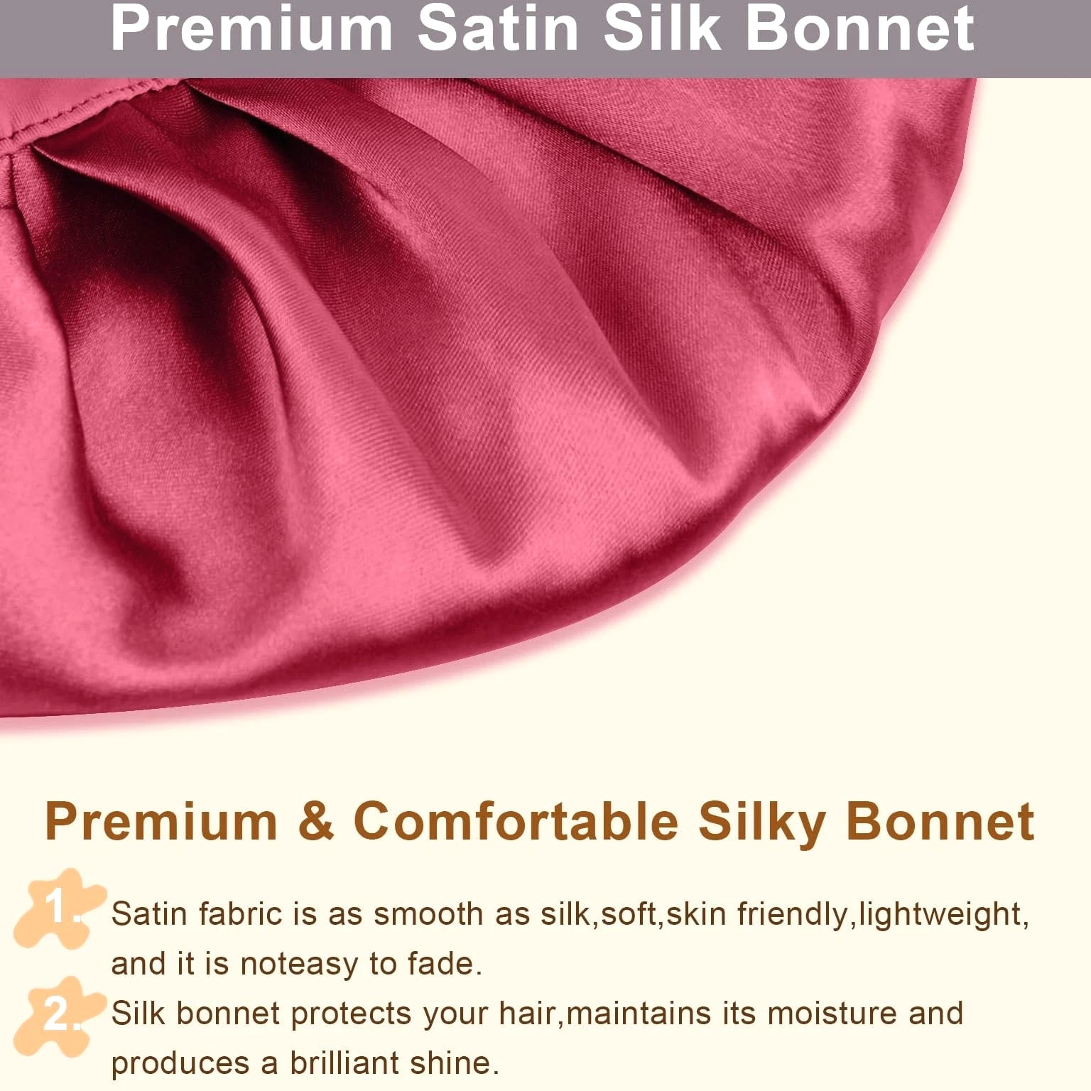 2 Pcs Silk Hair Satin Bonnet for Sleeping Women, Large Satin Sleep Bonnets