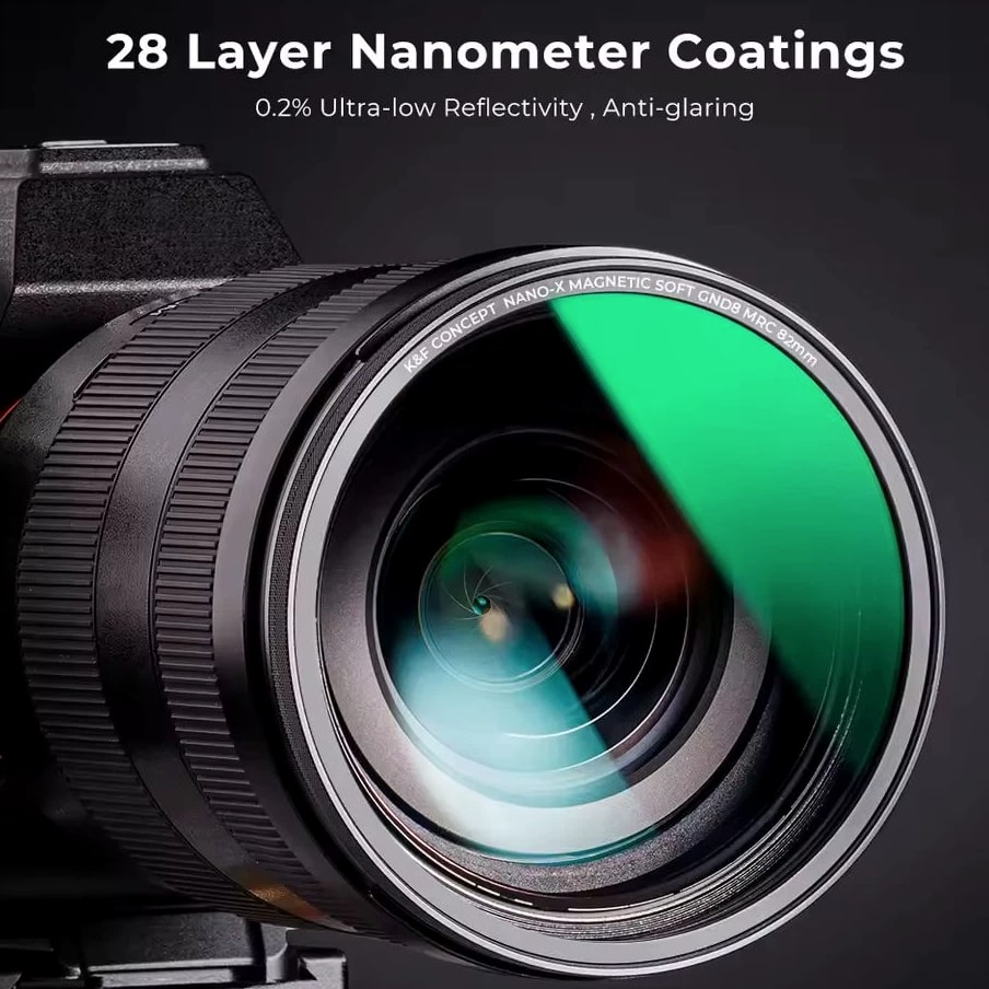 K&F Concept Magnetic Lens Filter Kit GND8+ND8+ND64+ND1000+Adapter Ring 49mm-82mm