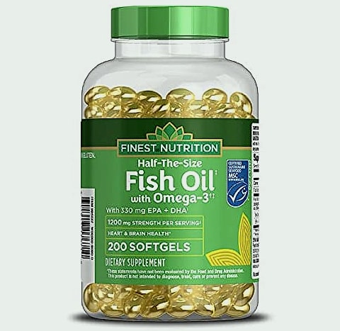 Finest Nutrition Half-Size Fish Oil 1200mg Softgels 200 Count