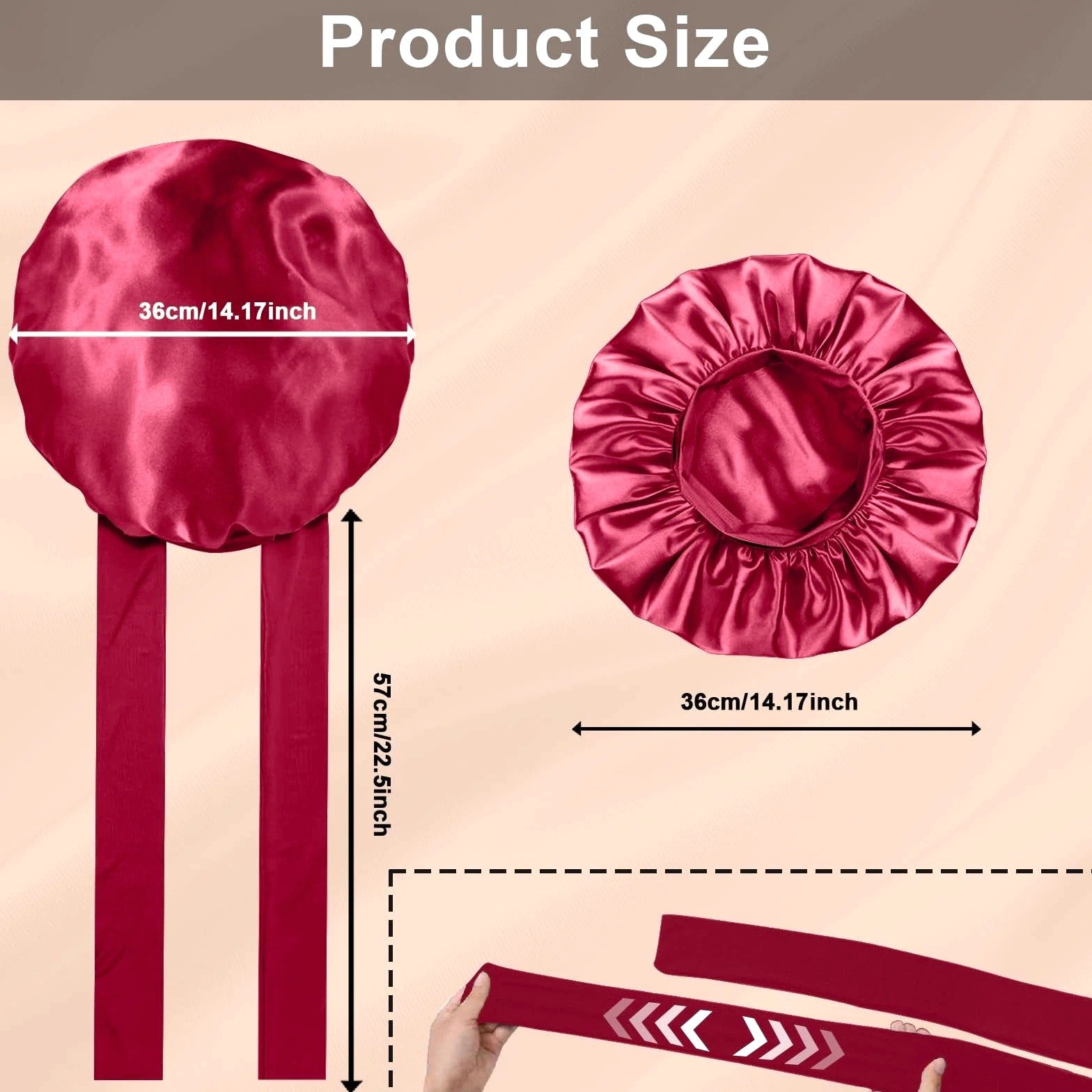 2 Pcs Silk Hair Satin Bonnet for Sleeping Women, Large Satin Sleep Bonnets
