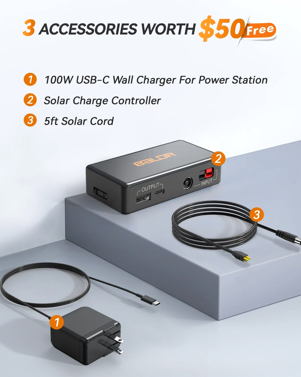BALDR Solar generator 300W Portable Power Station with 60W solar panel included