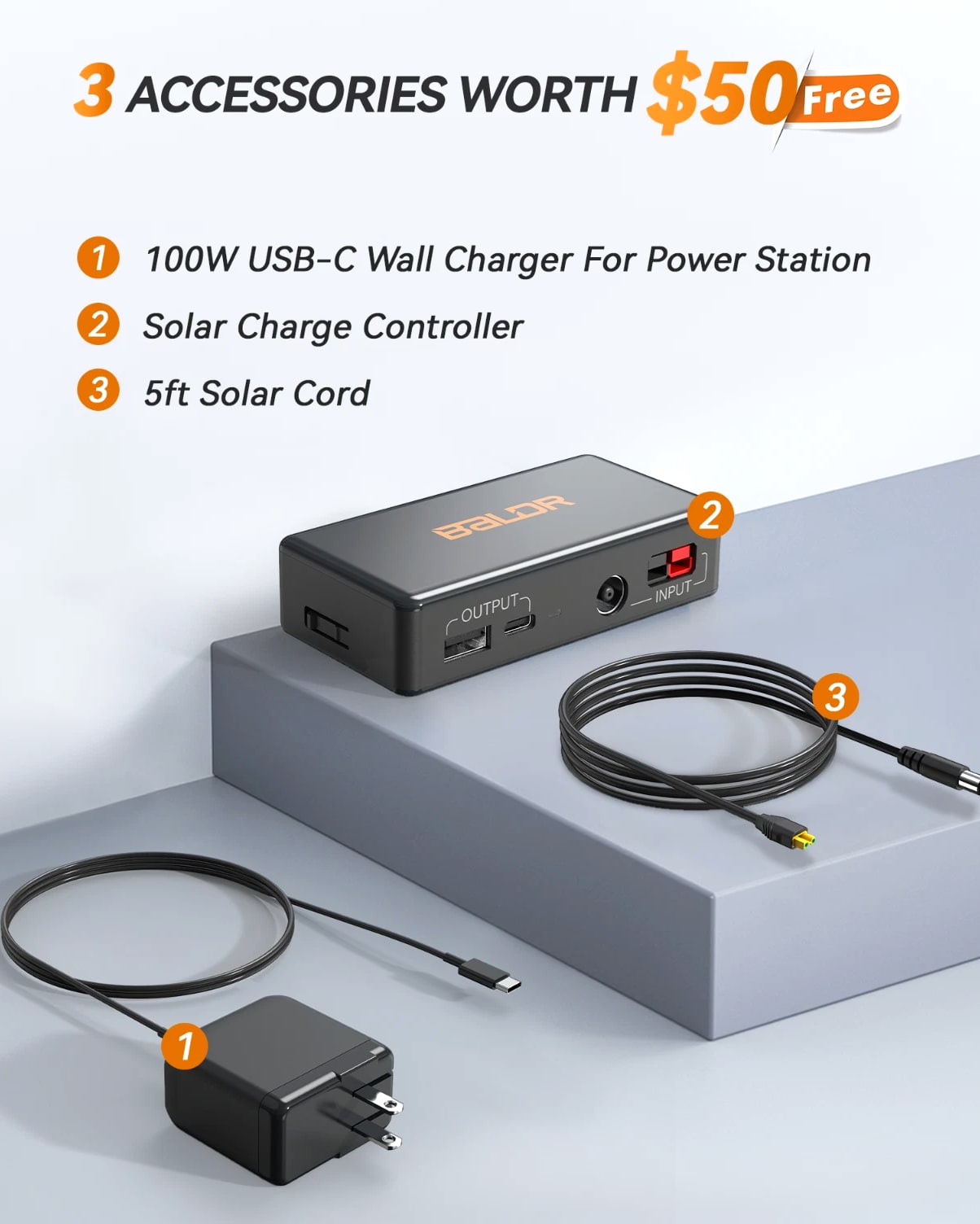 BALDR Solar generator 300W Portable Power Station with 60W solar panel included