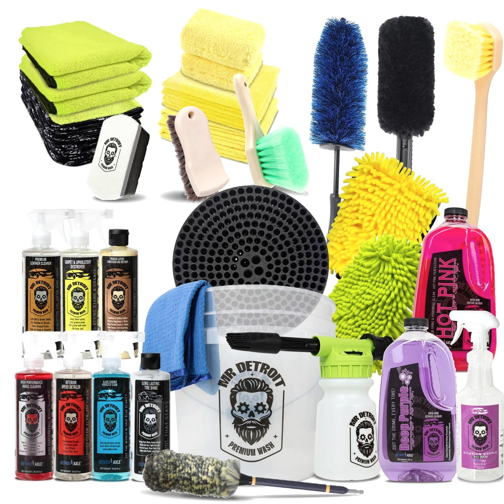 Mr. Detroit - 29pc Ultimate Car Detailing Kit - Pro Wash, Wheel & Interior Care