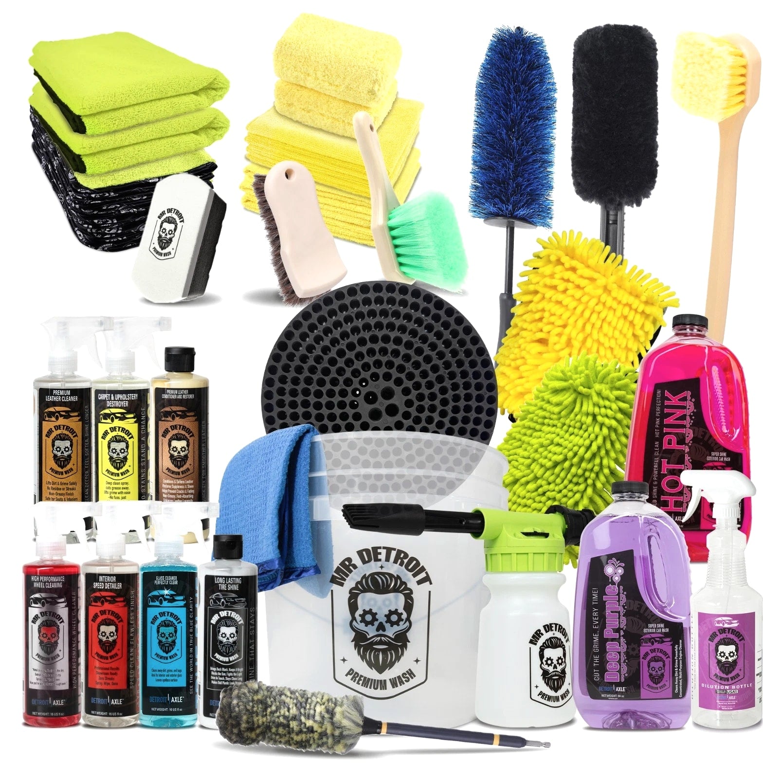 Mr. Detroit - 29pc Ultimate Car Detailing Kit - Pro Wash, Wheel & Interior Care