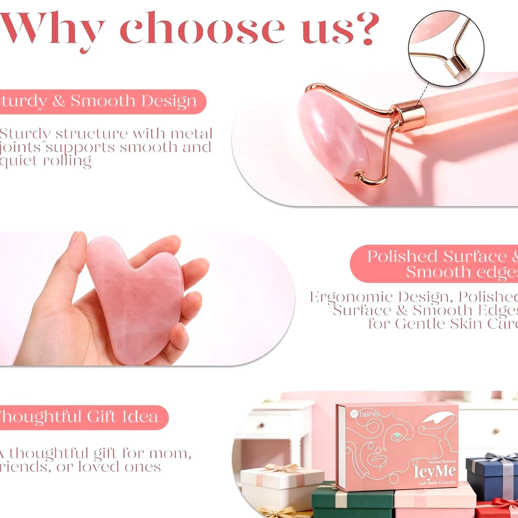 BAIMEI IcyMe Gua Sha & Jade Roller Facial Tools Face Roller Gua Sha Set