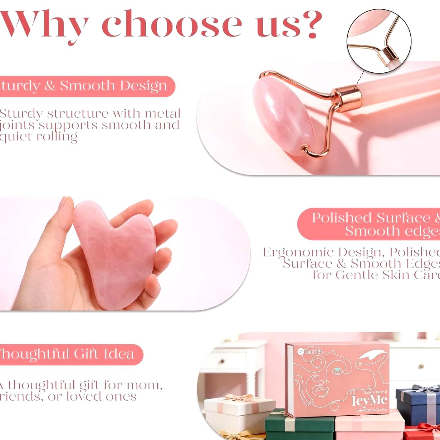 BAIMEI IcyMe Gua Sha & Jade Roller Facial Tools Face Roller Gua Sha Set