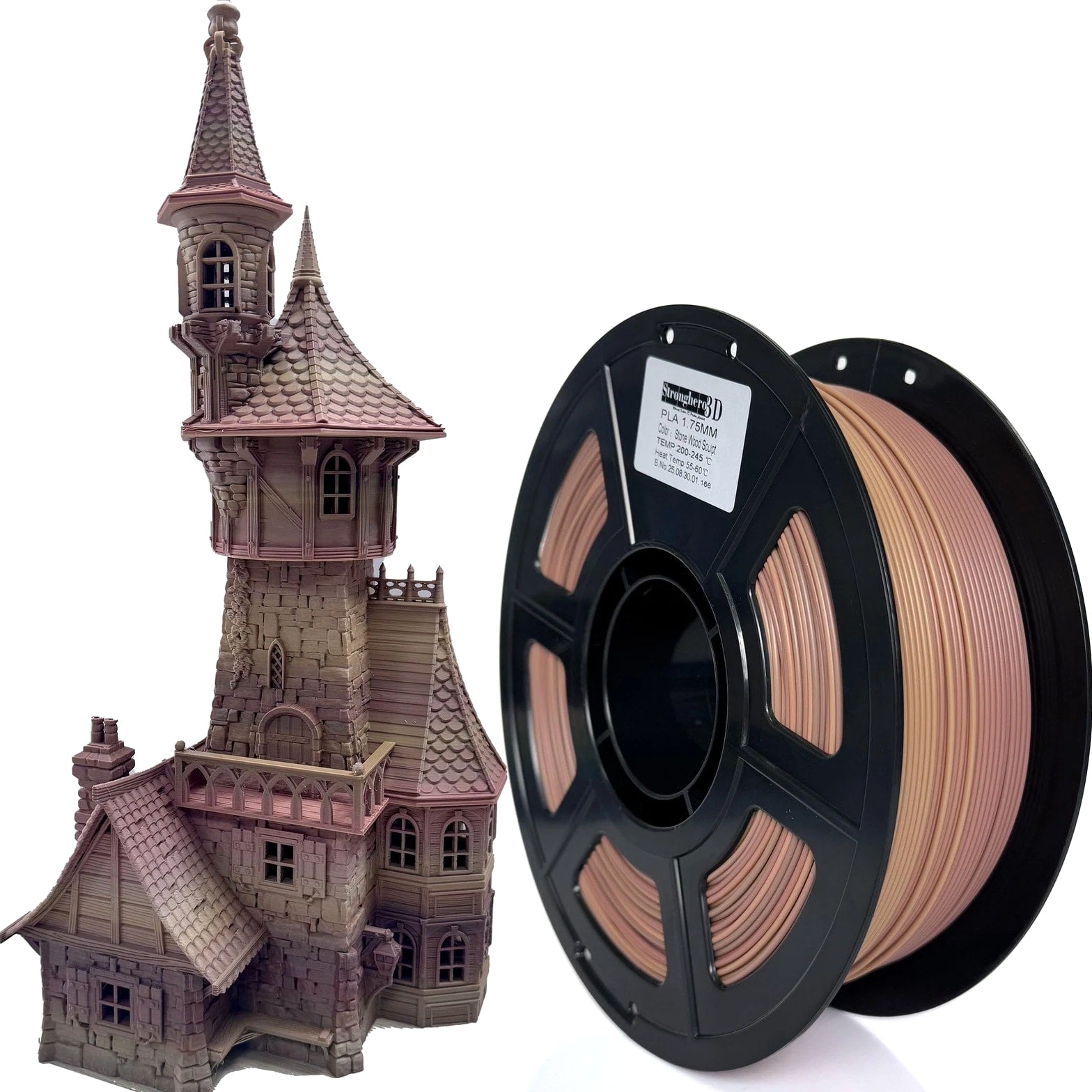 PLA 3D Printer Filament 1.75mm, Wood Stone Rock Sculpt, Net Weight 1kg...