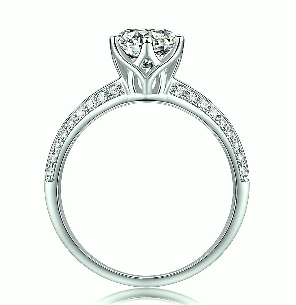 Moissanite Solitaire Ring 925 Sterling Silver 18K Gold