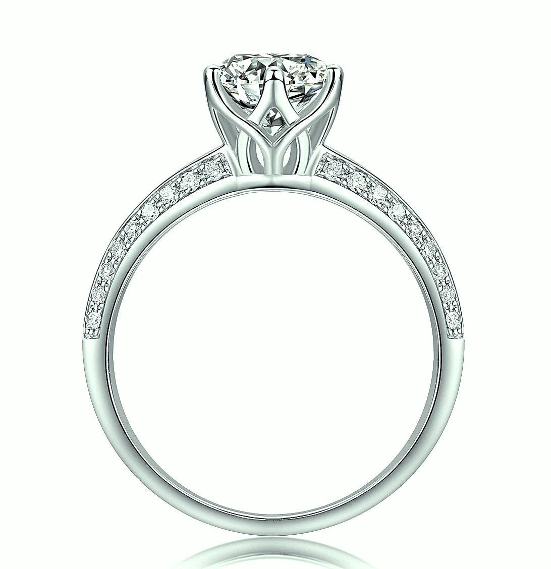 Moissanite Solitaire Ring 925 Sterling Silver 18K Gold