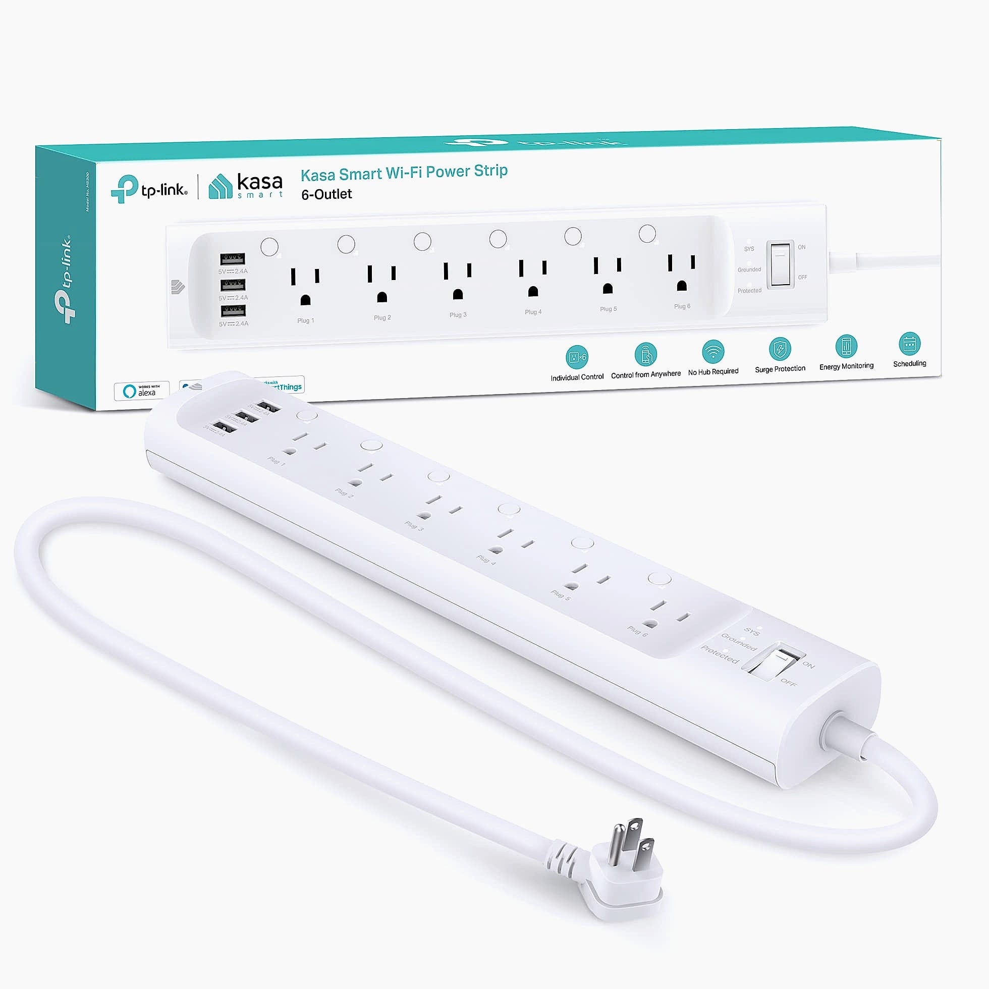 Kasa Smart HS300 Power Strip with 6 Smart Outlets and USB Ports