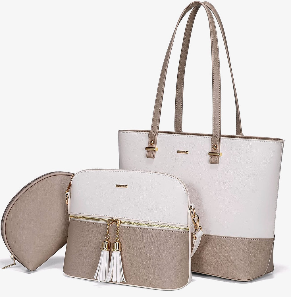 LOVEVOOK 3-Piece Handbag Set with Shoulder Bag, Satchel, and Hobo Purse