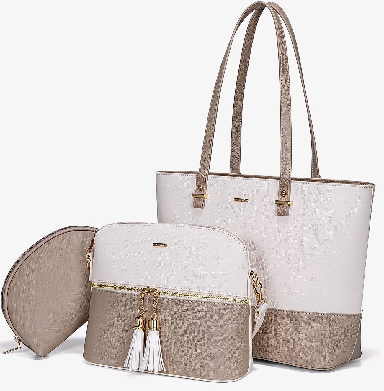 LOVEVOOK 3-Piece Handbag Set with Shoulder Bag, Satchel, and Hobo Purse