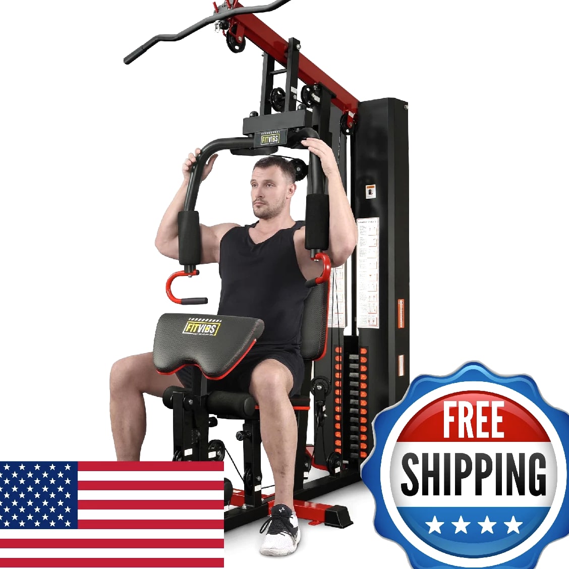 Fitvids Home Gym Equipment, 160lb Weight Stack, Full Body Workout Machine