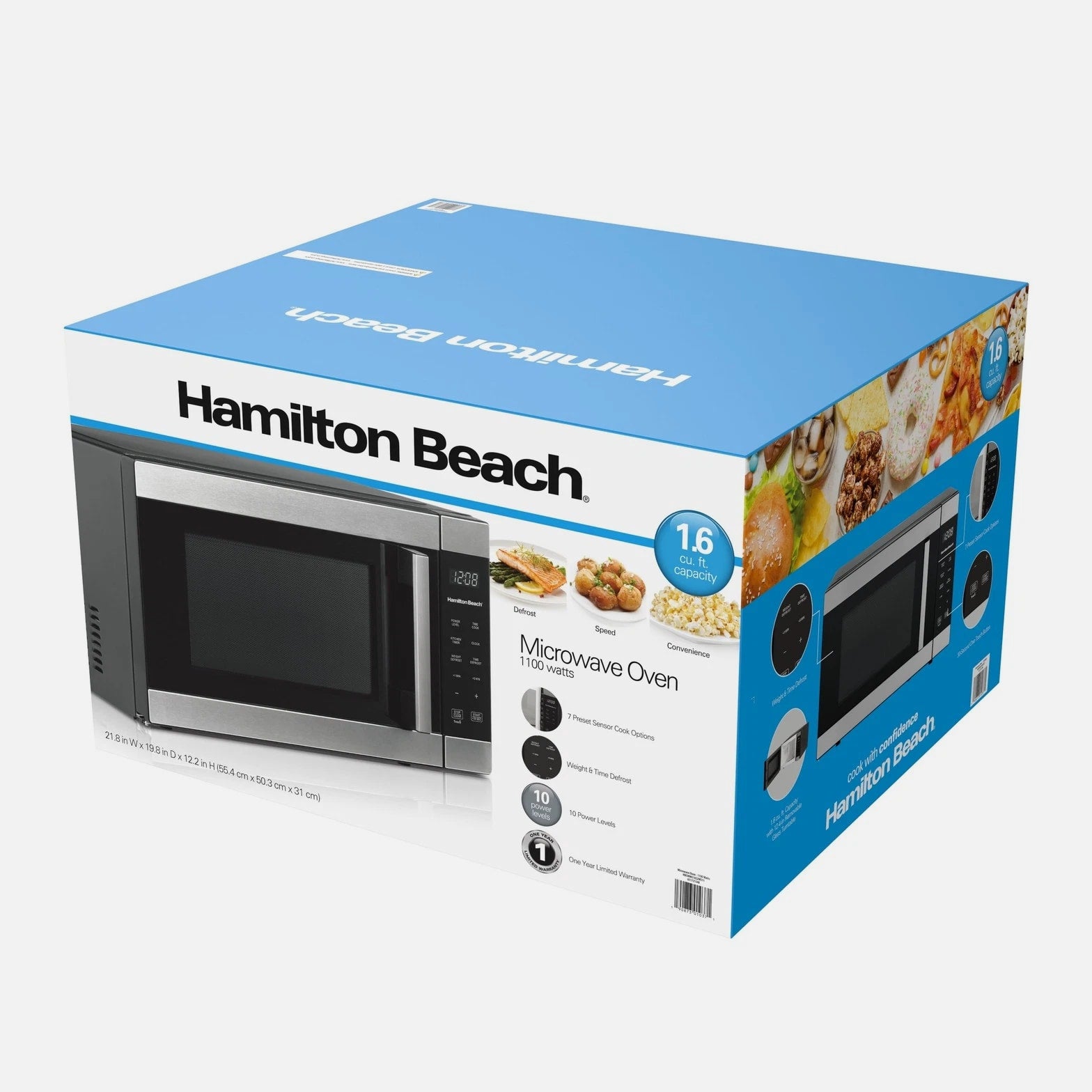 1100 Watt 1.6 Cu Ft Stainless Steel Countertop Microwave Oven Auto Sensor Cook