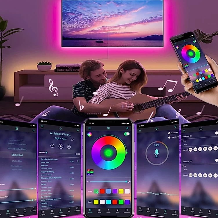 Adiodo USB LED Strip 5050 RGB Smart Light Bluetooth WiFi