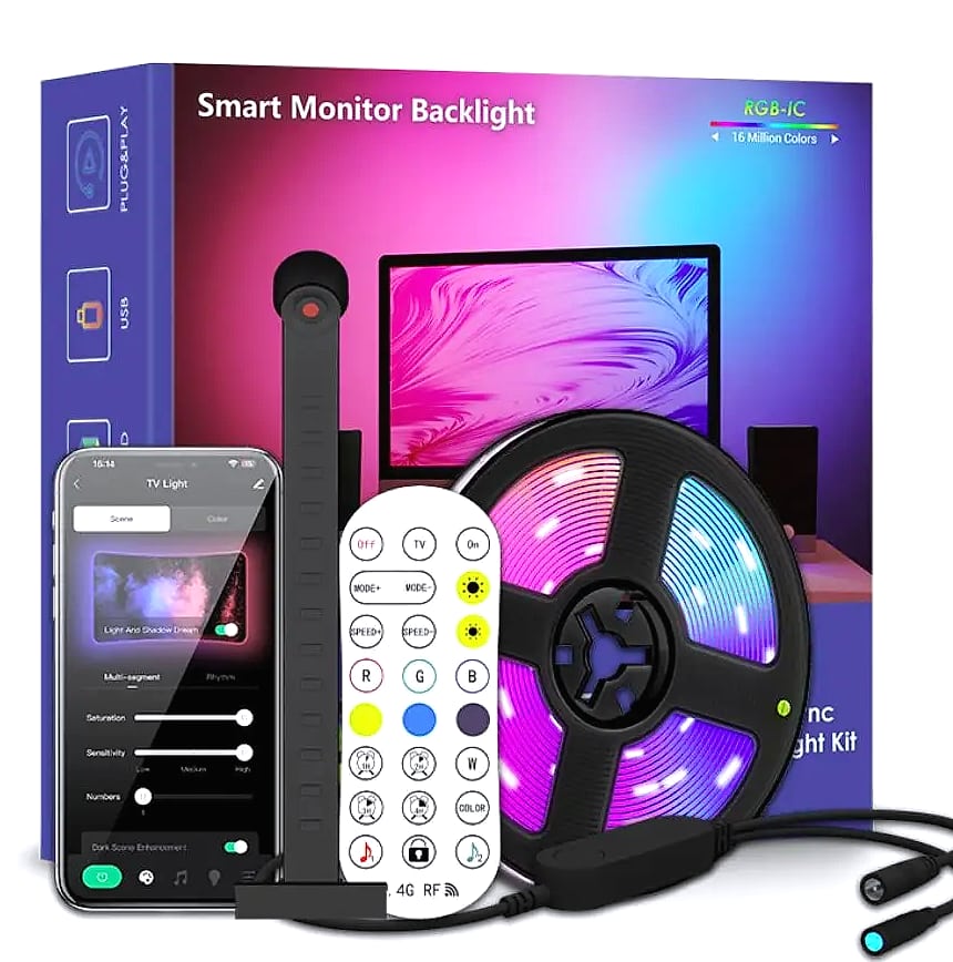 KcoiiFun RGBIC LED TV Backlight Strip with App Control