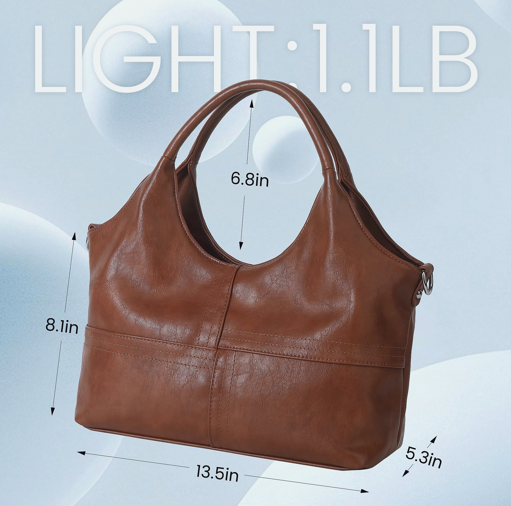 KOGTLA Medium Vegan Leather Tote Handbag with Detachable Strap