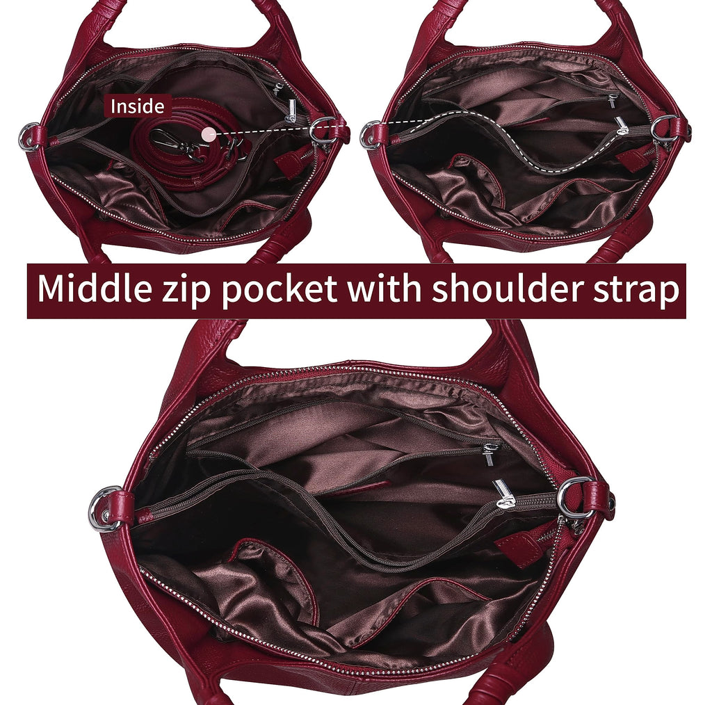 Iswee Genuine Leather Shoulder Bag Satchel Cross Body Tote