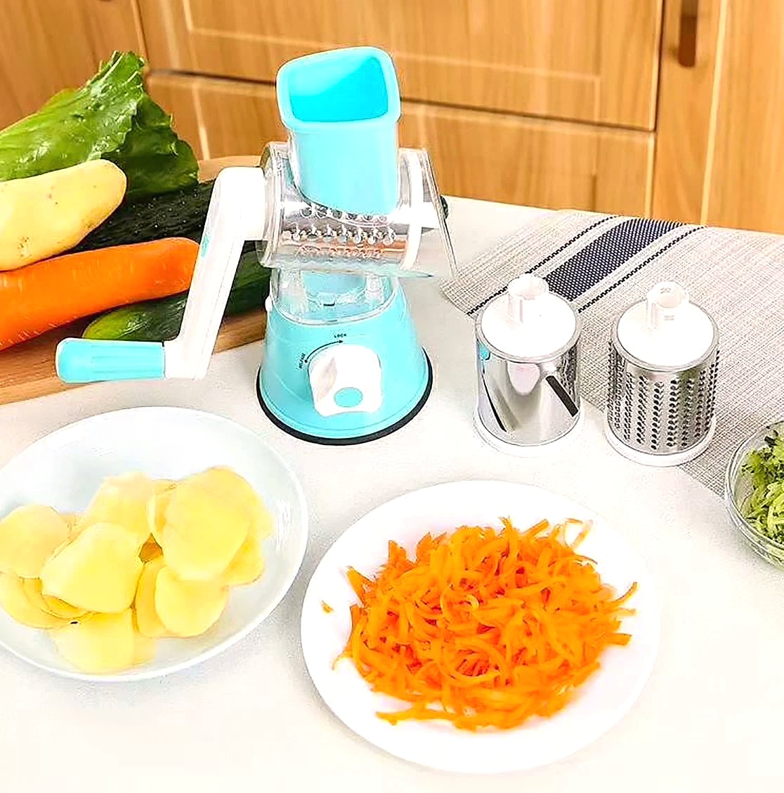 AEHOME Vegetable Slicer Shredder with 3 Drum Grater