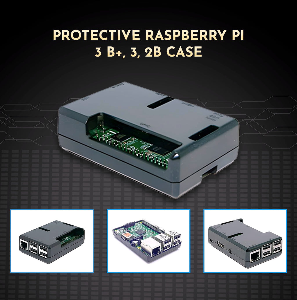 sb components Jet Black Case for Raspberry Pi 3 Model B and Raspberry Pi 2 Model B (Black) with Access to All Ports