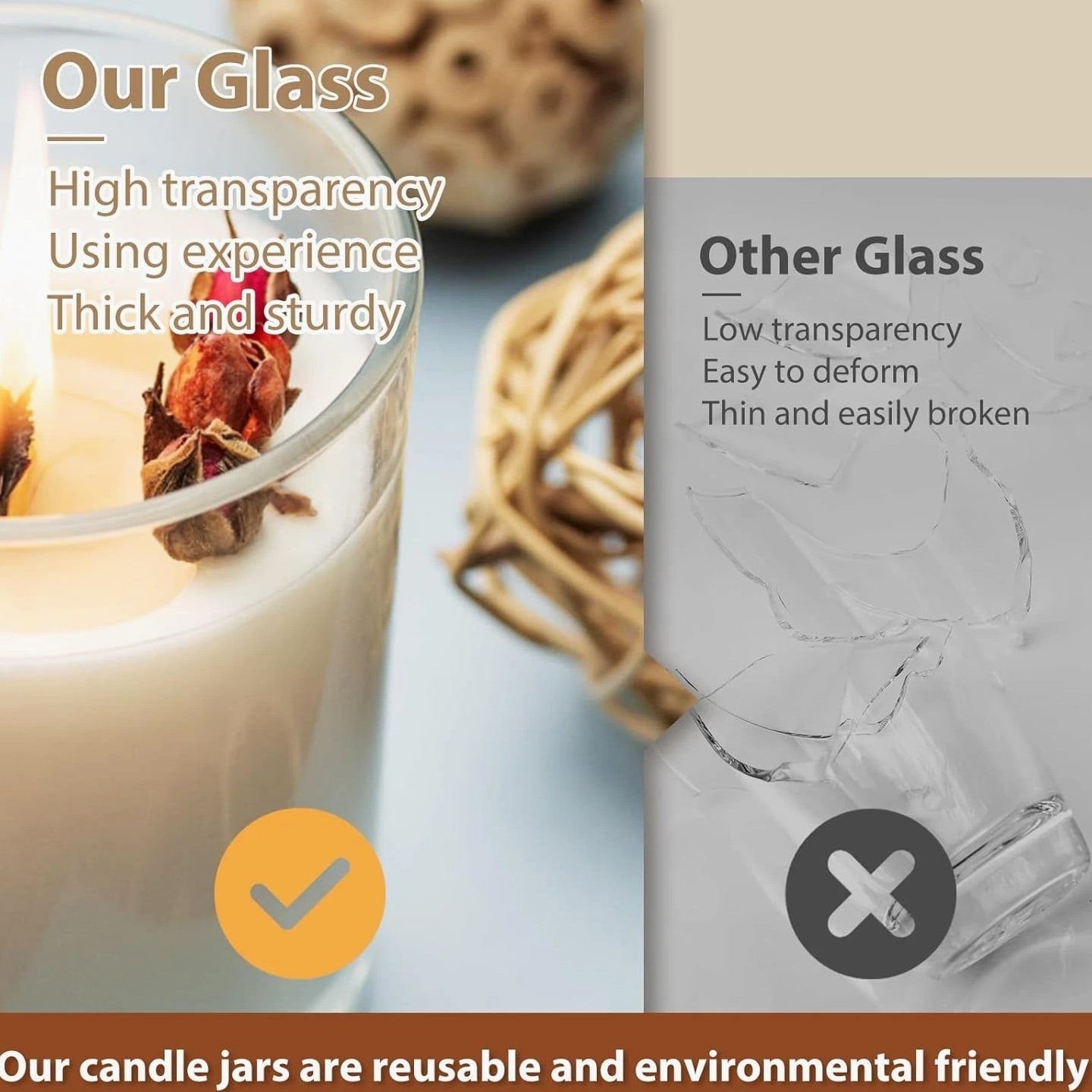 Candle Jars with Lids 7oz - 16 Piece Clear Glass Containers for Candle Making