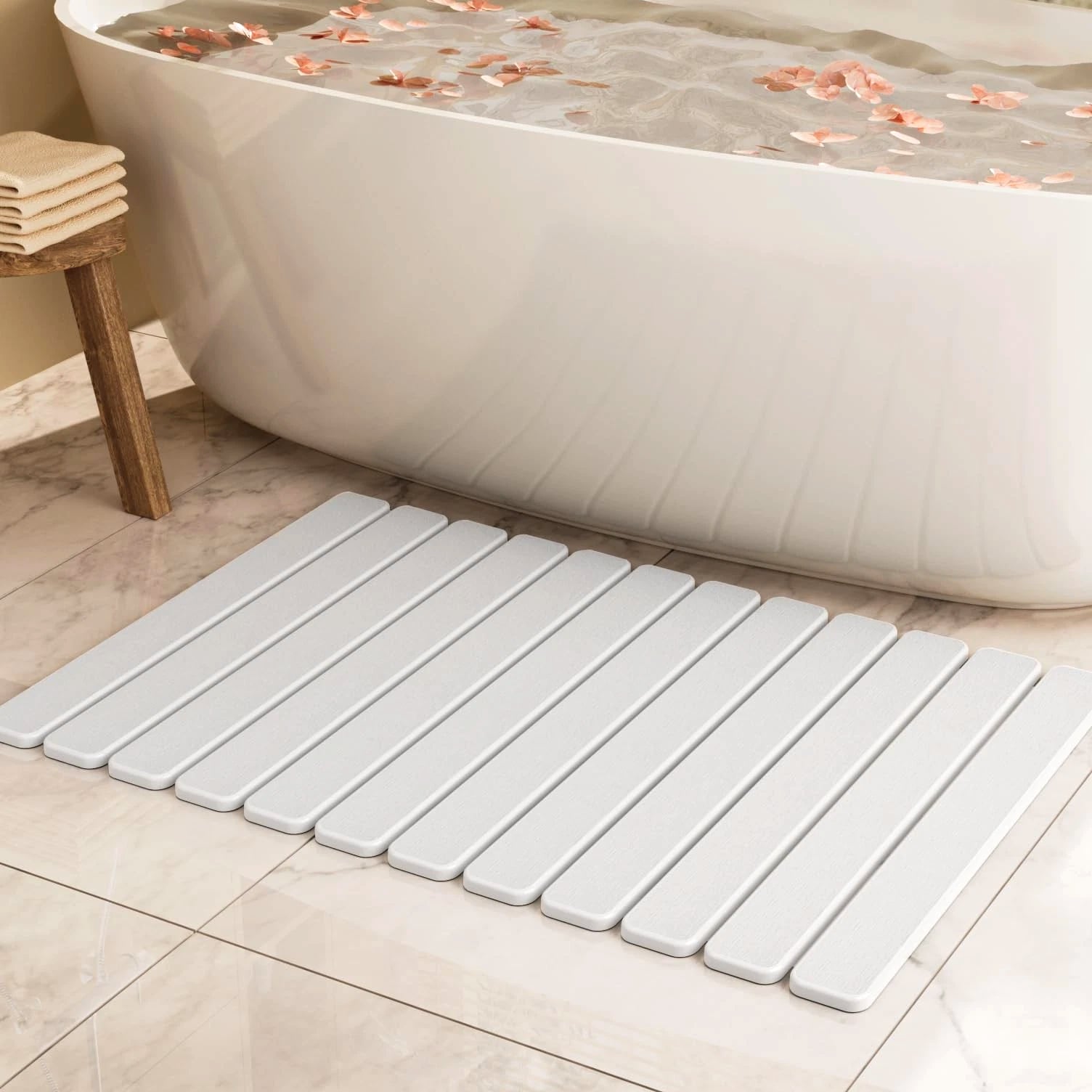 Large Stone Bath Mat 31.5 x 19.7in, Quick Dry Diatomaceous Earth Mats for Bat...