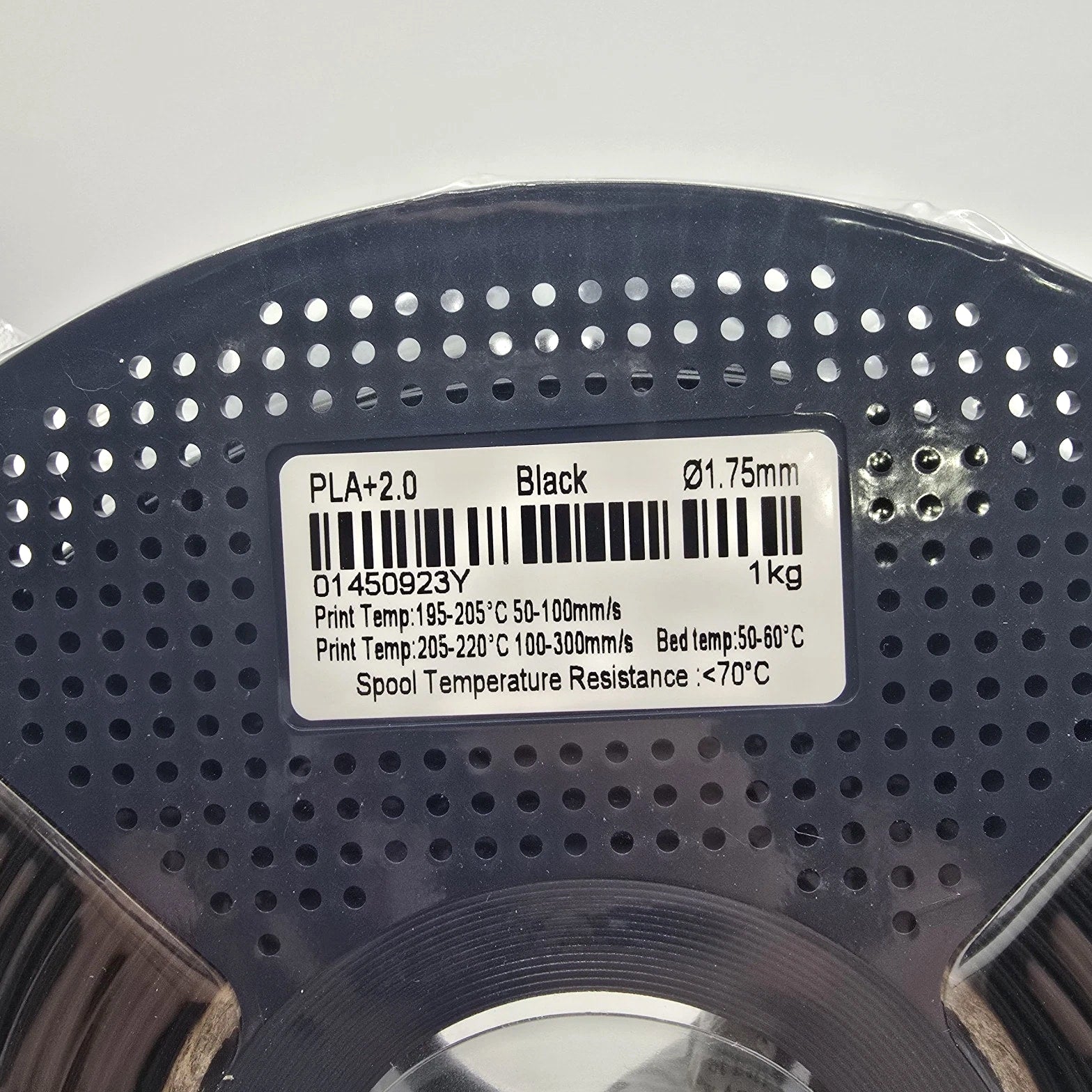3D Printing Filament PLA+2.0 Black 1.75 mm 1 kg Bed Temp 50-60 C 01450923Y
