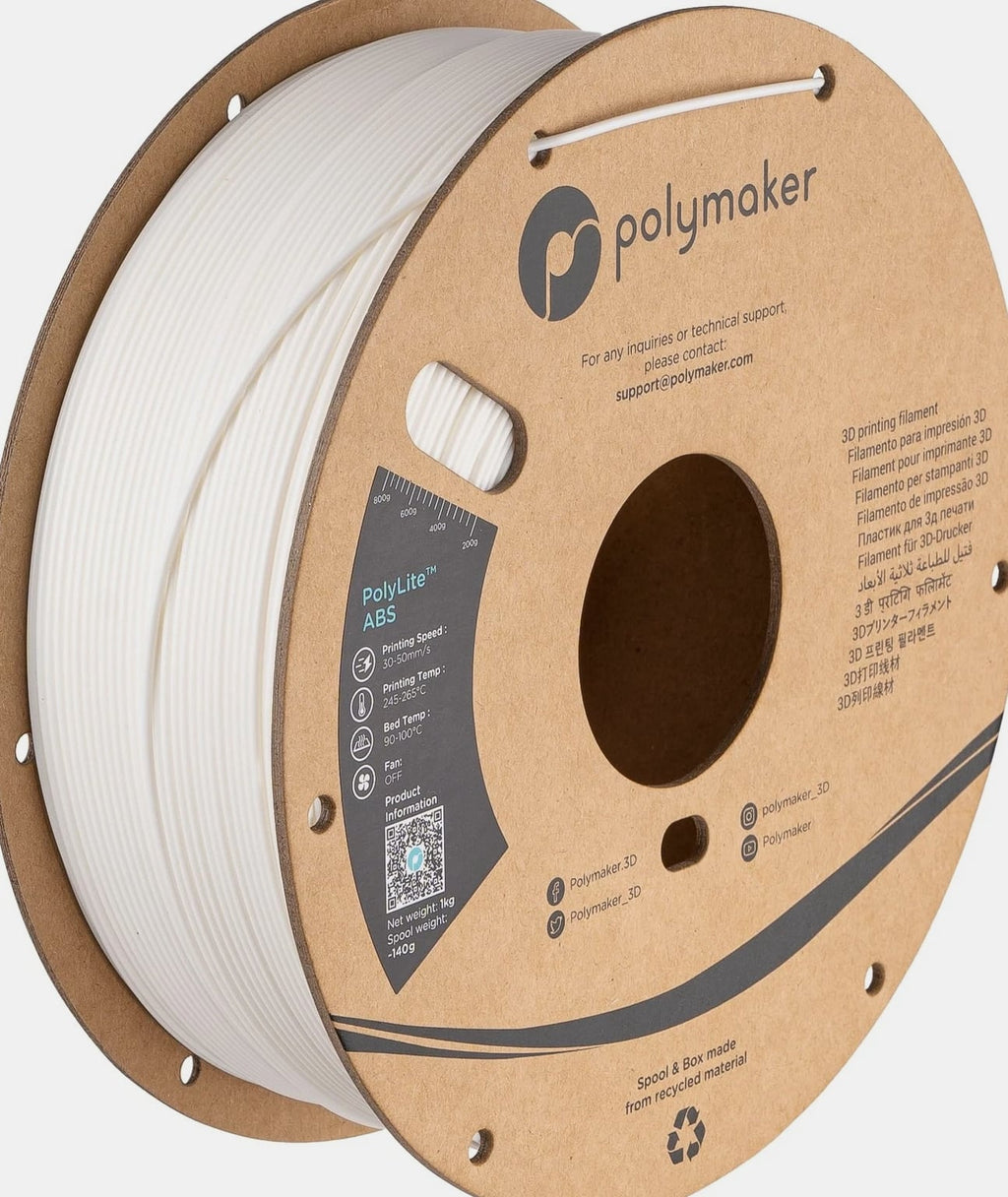 ABS Filament 1.75mm White, 3D Printer Material 1.75mm 1kg - PolyLite ABS 3D P...