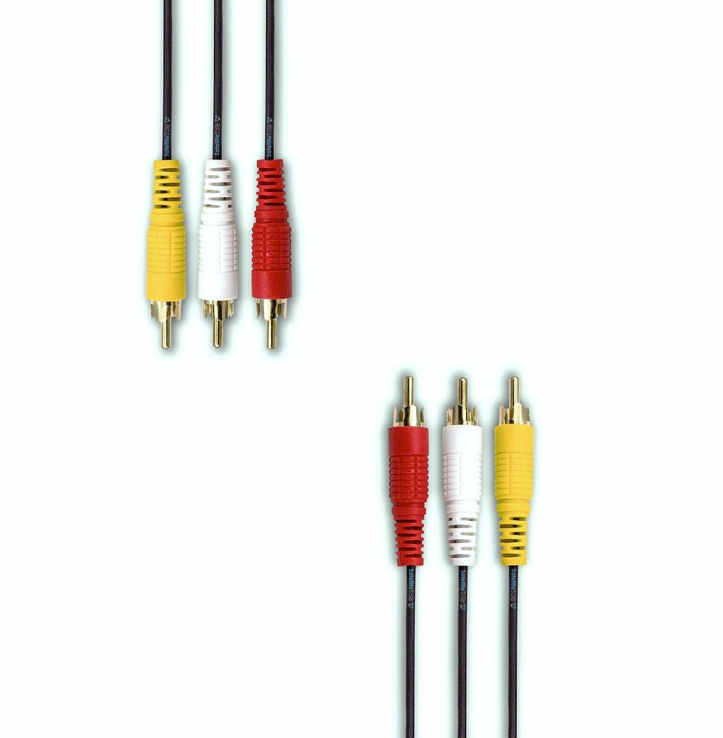 SatelliteSale 3 Male to 3 Male RCA Audio Video Cable 6ft