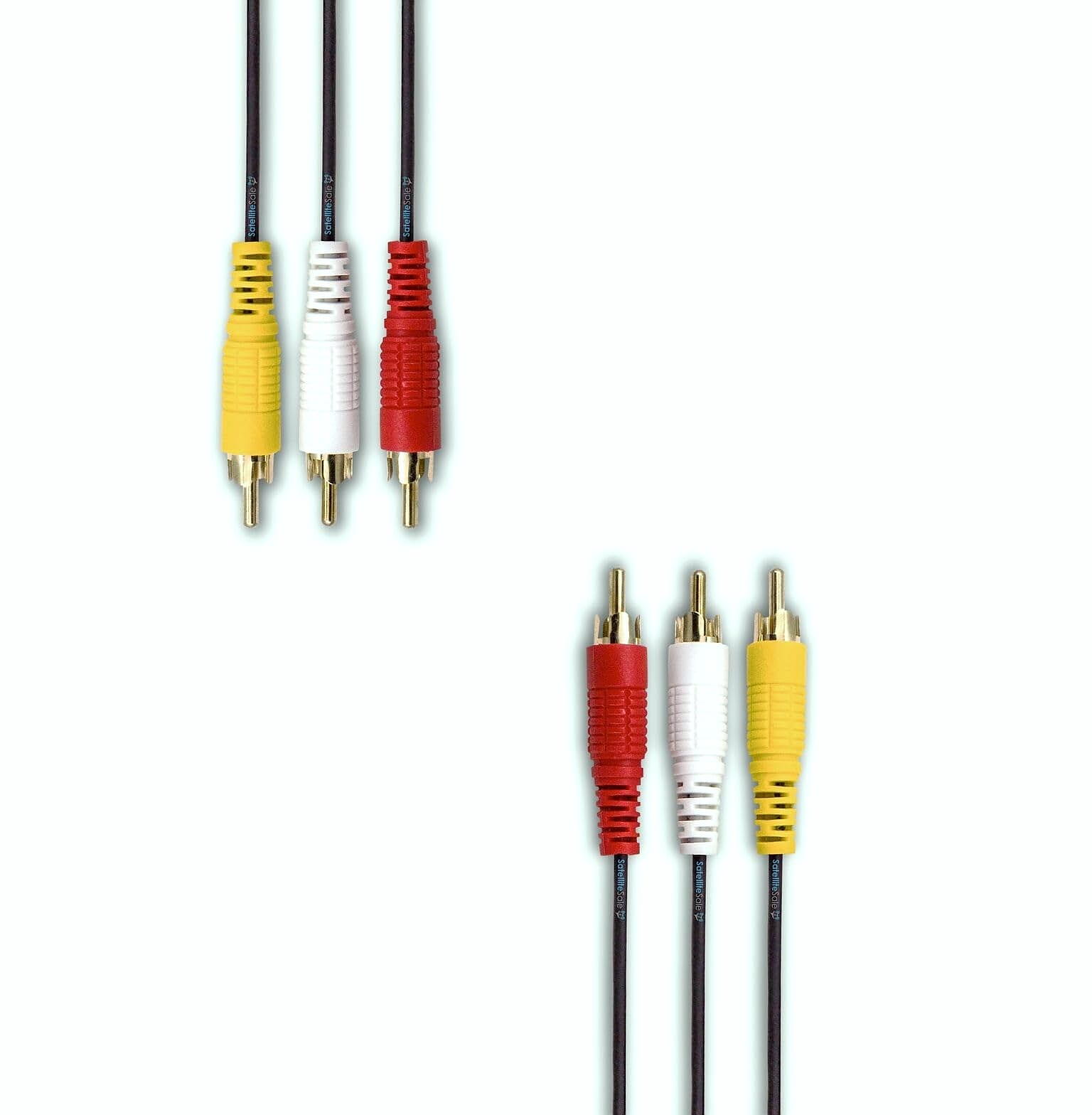 SatelliteSale 3 Male to 3 Male RCA Audio Video Cable 6ft