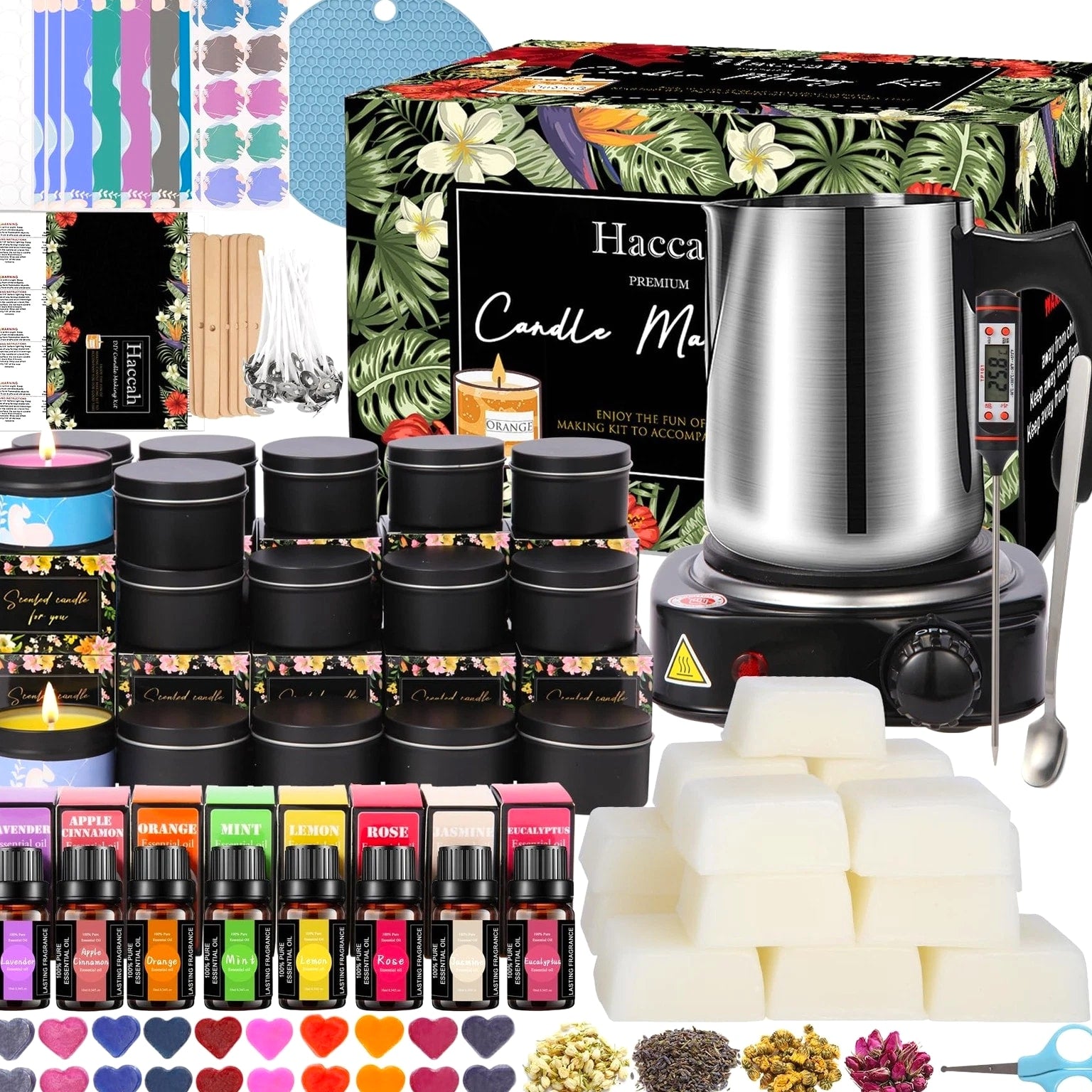 Complete Candle Making Kit with Wax Melter, Candle Making Supplies, DIY Arts & Crafts Kit