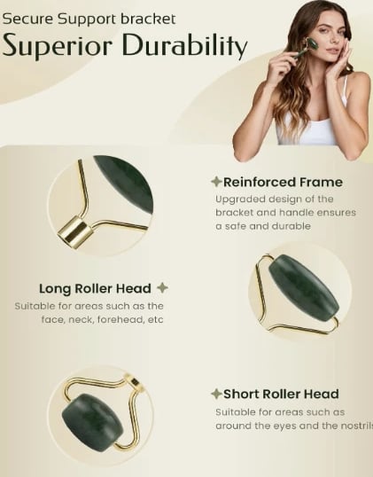 Face Roller & Gua Sha Facial Tools, Jade Roller Face Massager for Self Care