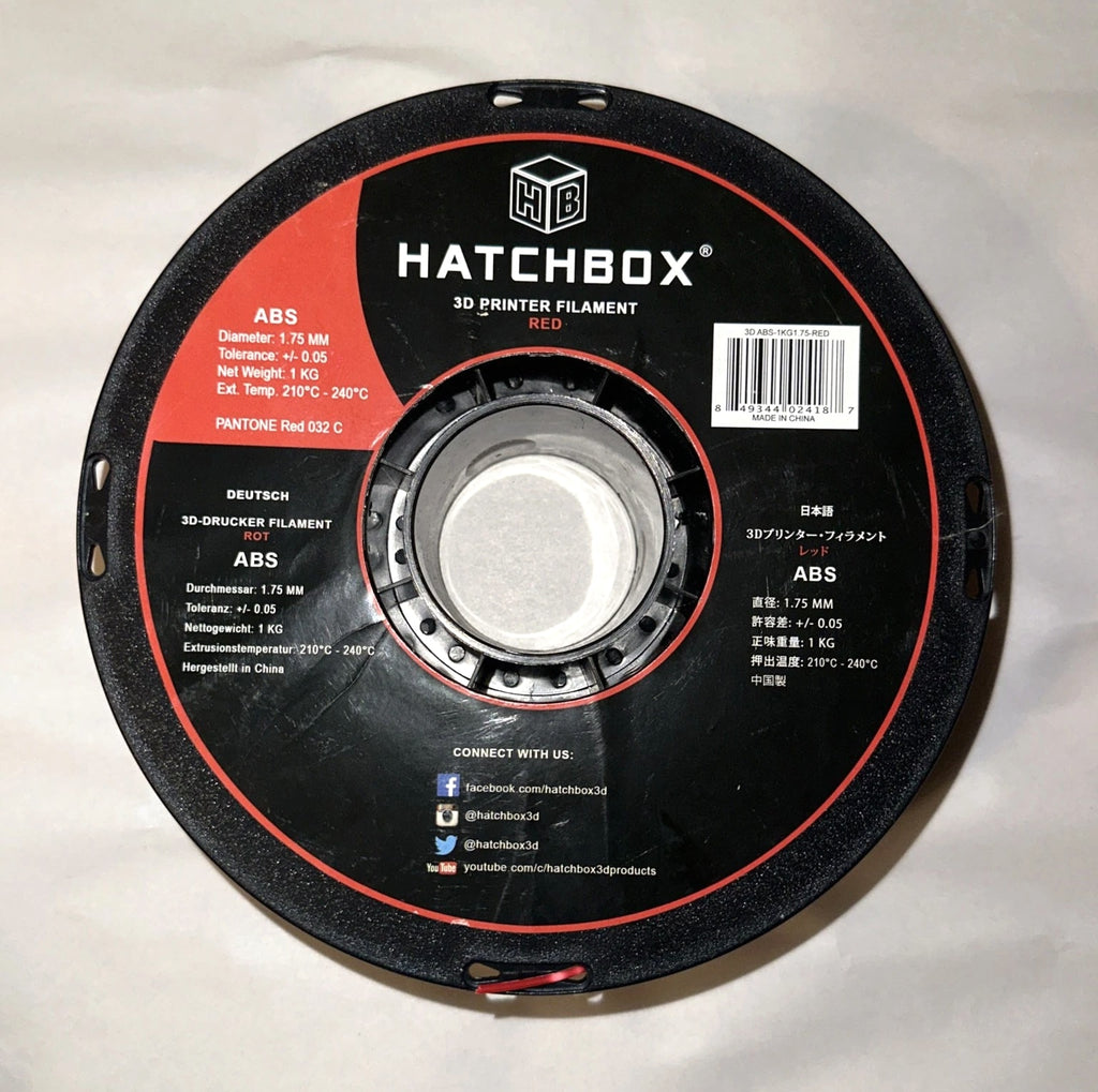HATCHBOX ABS 1.75 mm 3D Printer Filament in Transparent Red, 1kg Spool