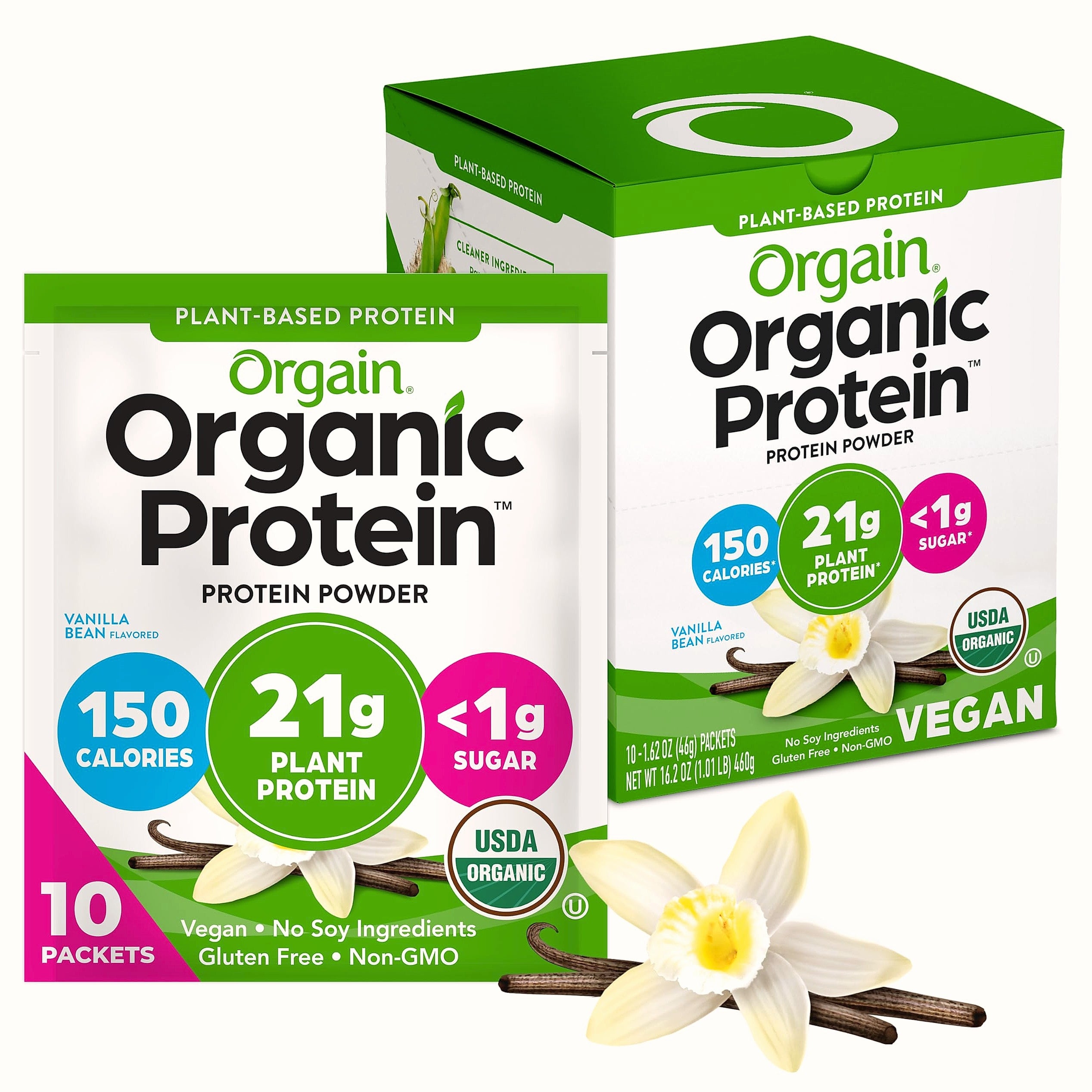 Orgain Organic Vegan Protein Powder Vanilla Bean, 21g Plant Protein