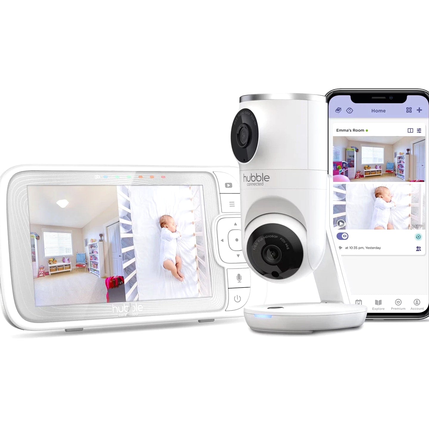 ✅ Hubble Smart Baby Monitor Dual View Wi-Fi for Toddlers 5" Parent Unit Viewer ✅