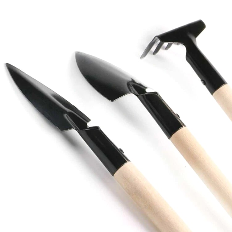 3pcs Wood Handle Garden Tool Set Planting Gardening Mini Tool Set Home Gardening