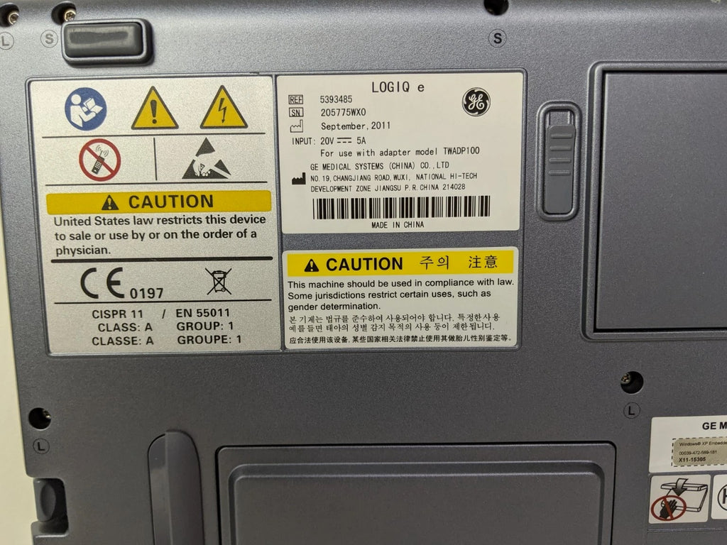 GE Logiq E 5393485 Portable Ultrasound System | MFG 2011