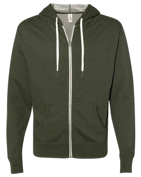 Independent Trading Co PRM90HTZ Heathered French Terry Full-Zip Hoodie Unisex
