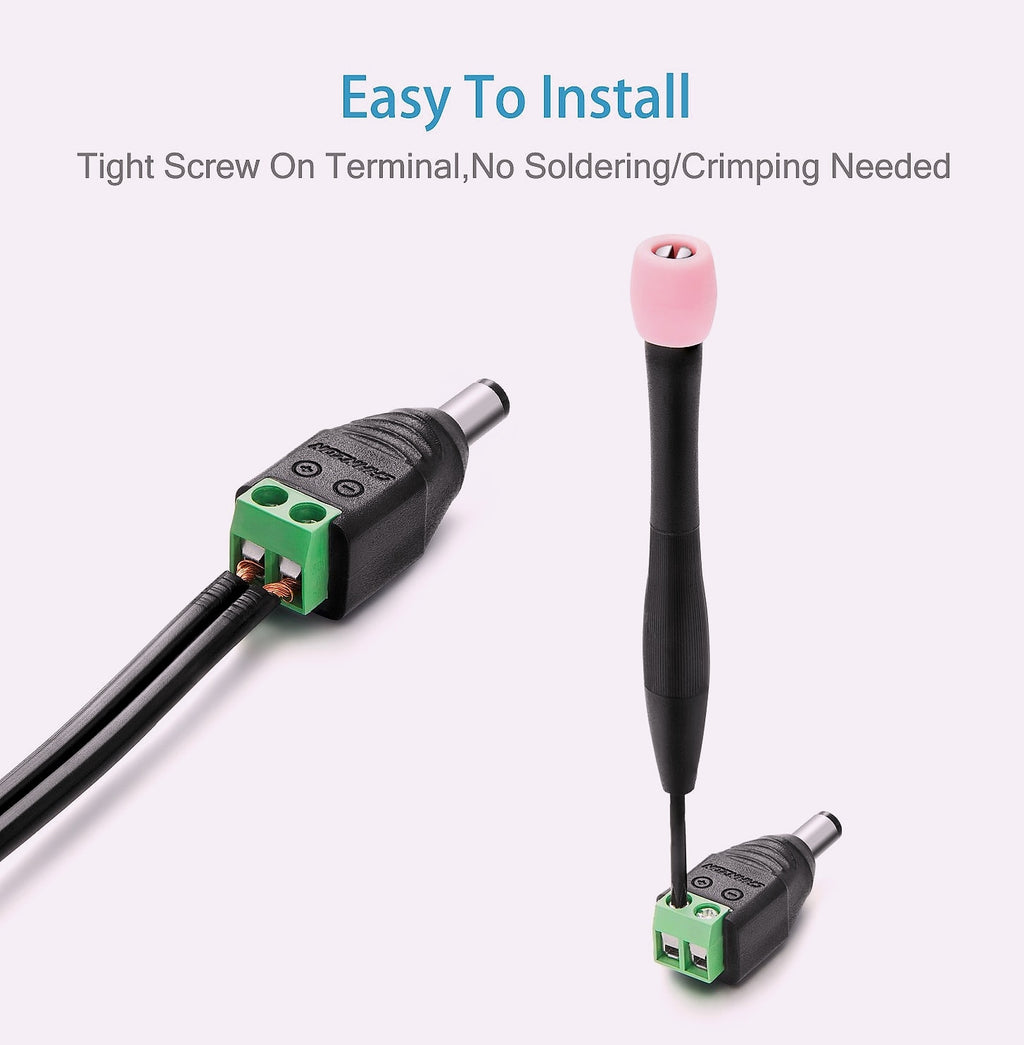 CHANZON 10x Male DC Power Connector 5.5mm x 2.1mm Barrel Jack