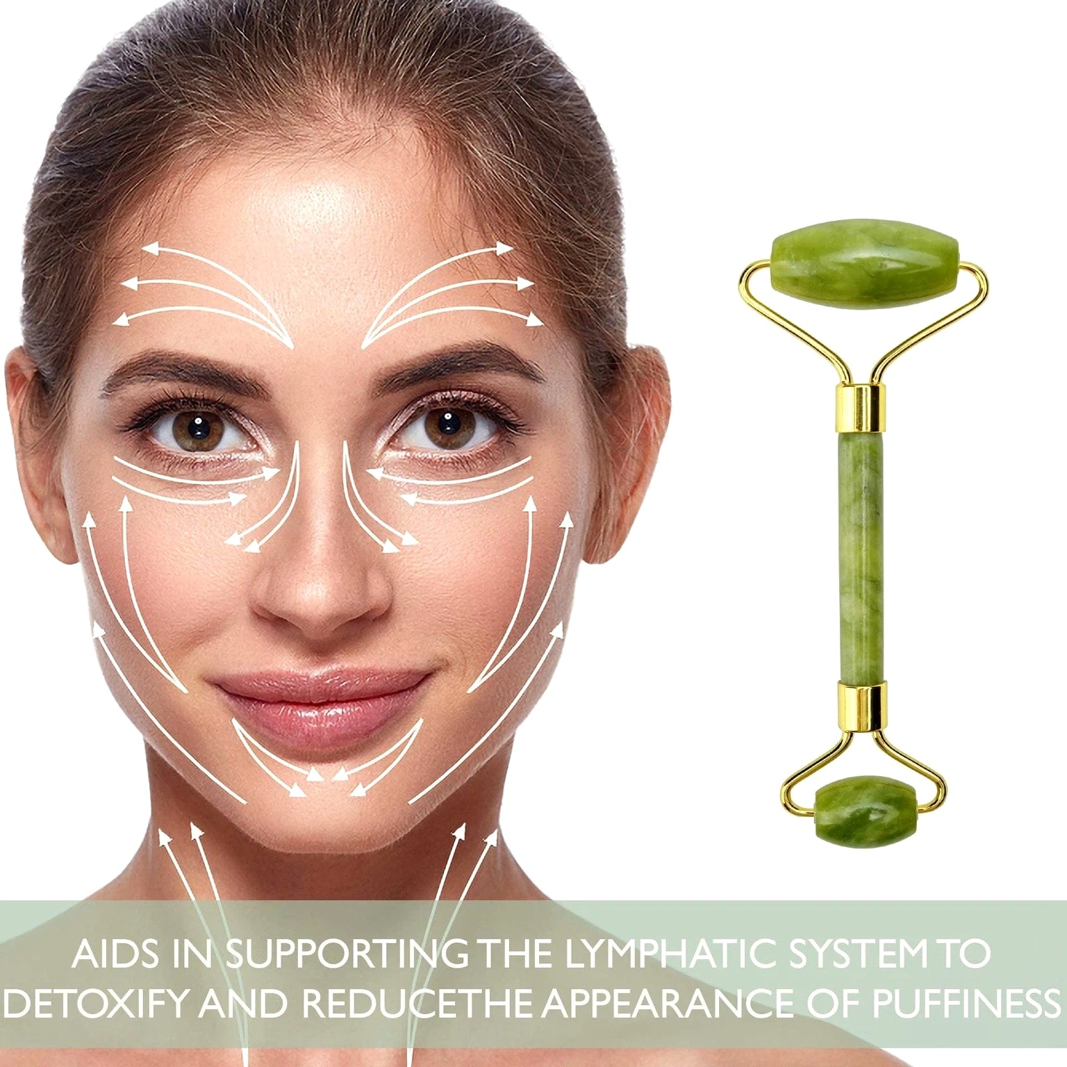 Ice Face Mask + Jade Roller - Beauty Roller for Face Neck Massage - Stone Fa...