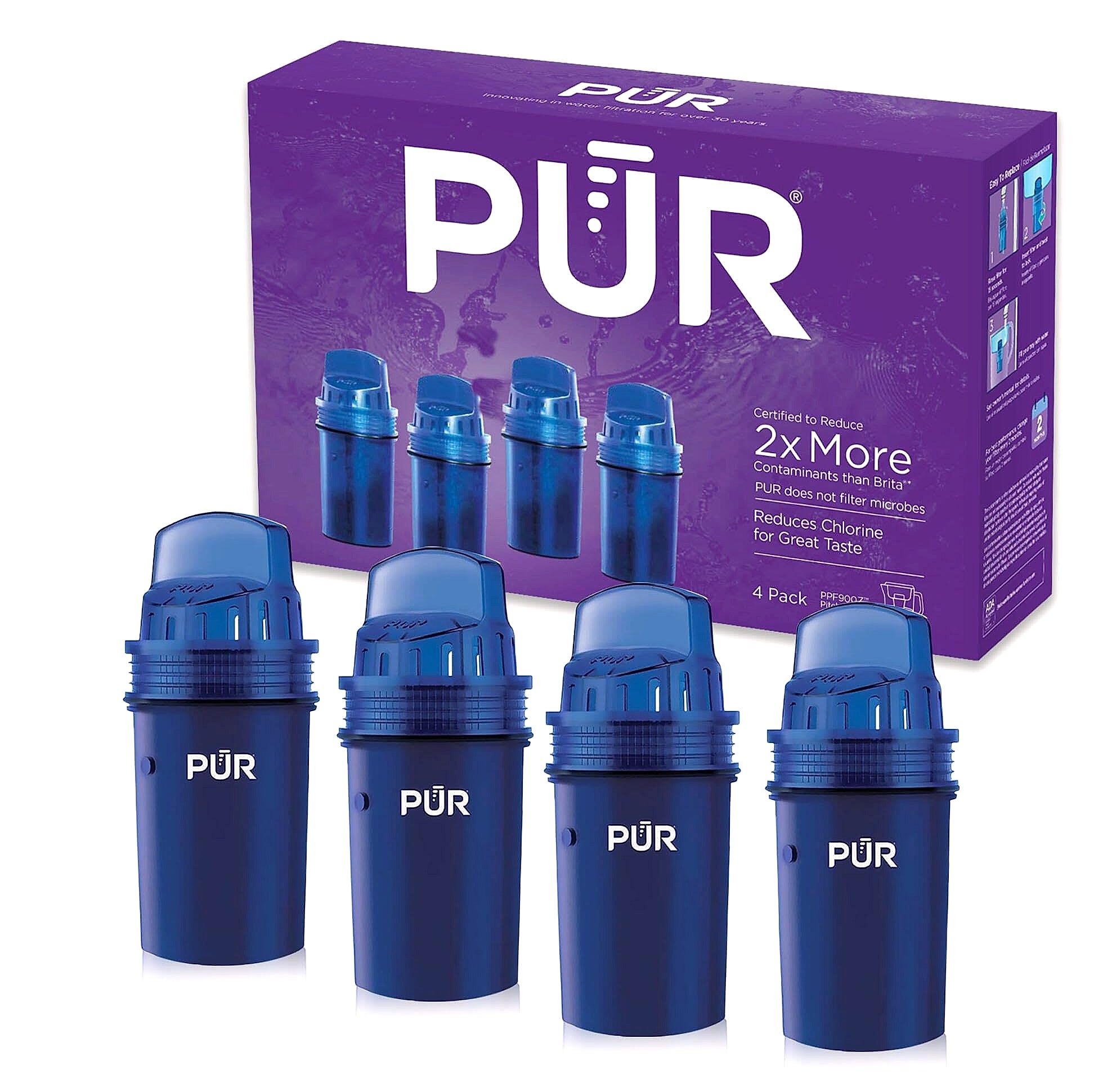 PUR PPF900Z4 Water Pitcher Filter Replacement 4-Pack