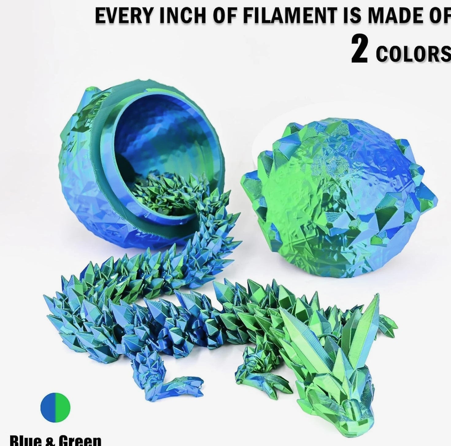 PLA Filament 1.75Mm, Silk PLA Dual Color Blue Green 3D Printer Filament, High Sp