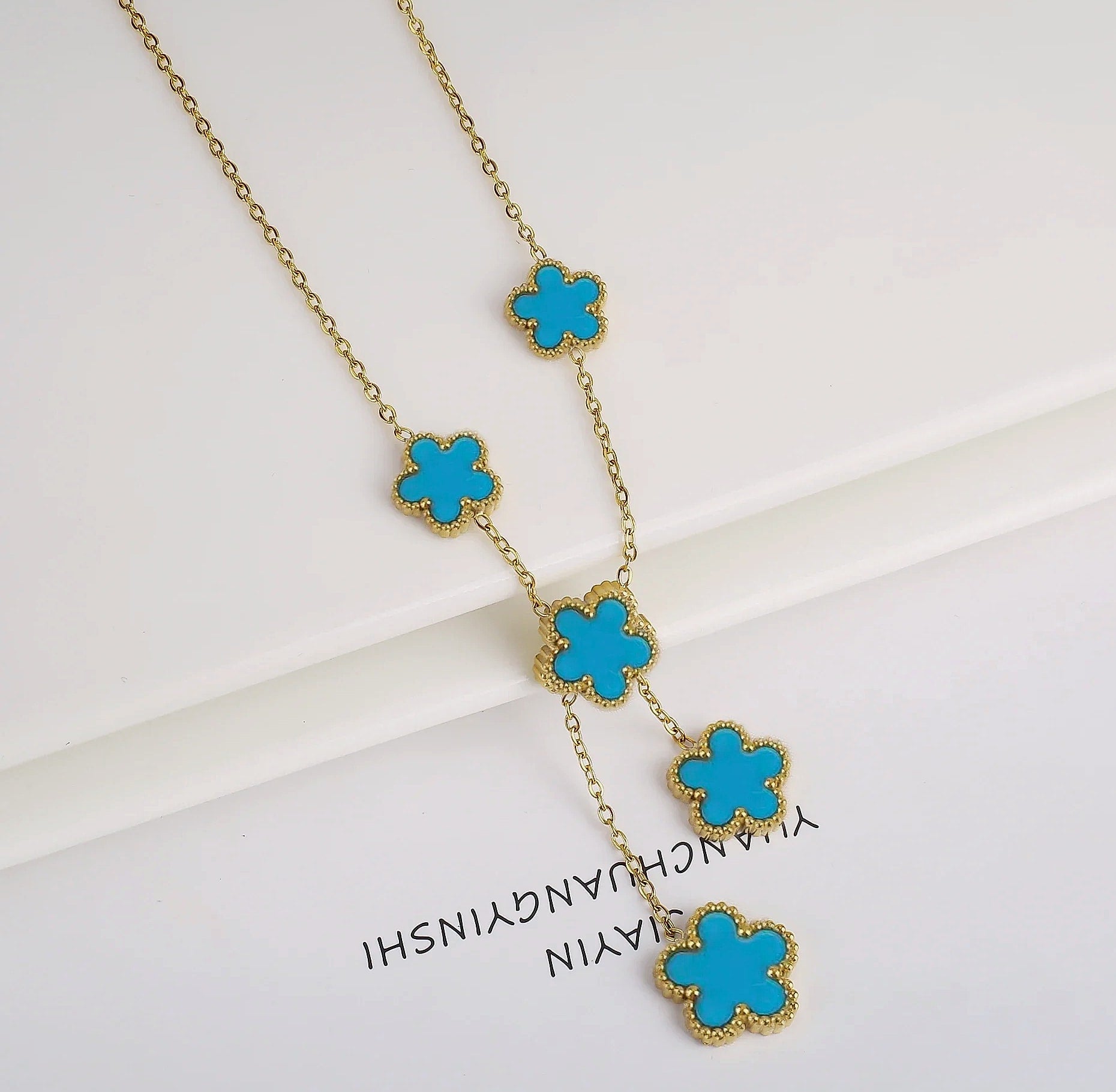 Stainless Steel Five Leaf Clover Flower Adjustable Bracelet